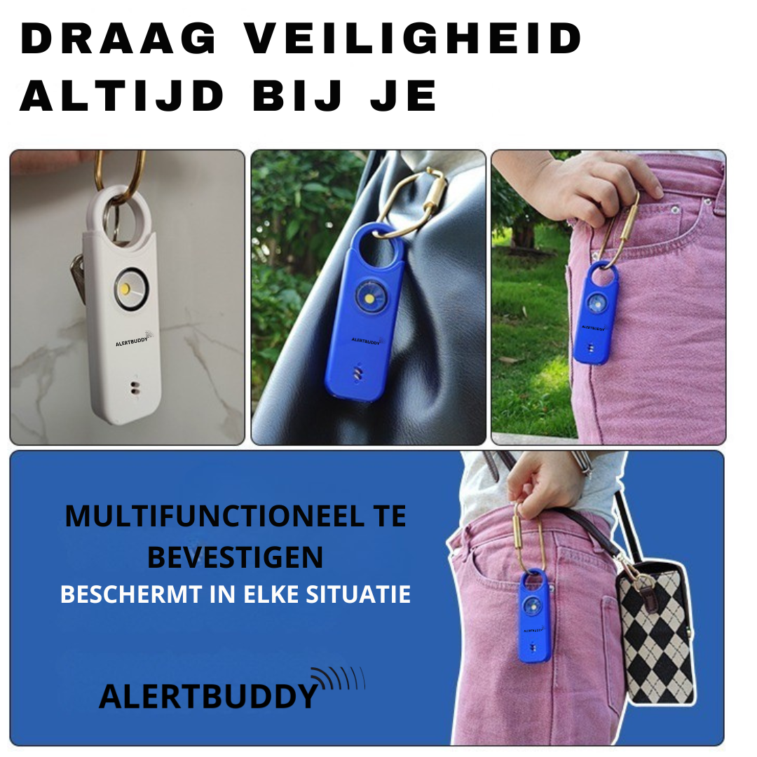 AlertBuddy Persoonlijk Veiligheidsalarm – Compact, krachtig en altijd binnen handbereik