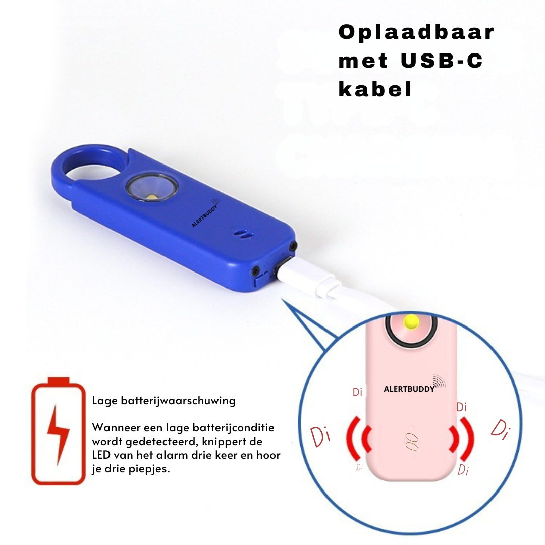AlertBuddy Persoonlijk Veiligheidsalarm – Compact, krachtig en altijd binnen handbereik